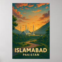 Islamabad Pakistan Vintage Travel Poster 