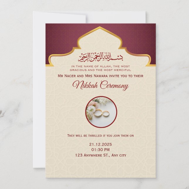 Islamic wedding invitation (Devant)
