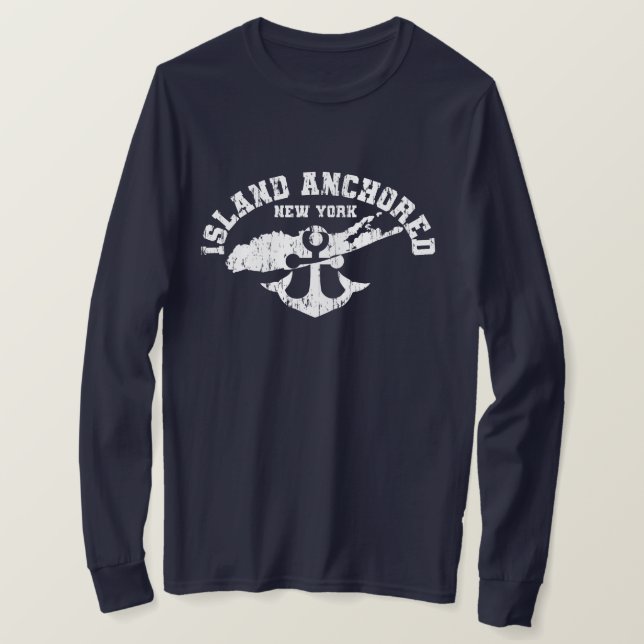 ISLAND ANCHORED - T-shirt bleu marine (Design devant)