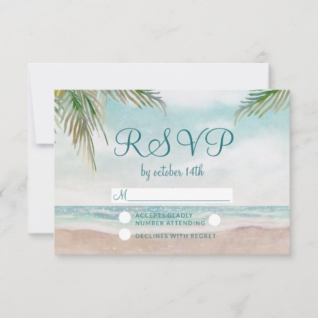 Island Breeze Peint Plage Mariage RSVP Réponse (Devant)