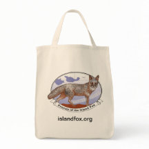 Island Fox Cotton Fourre-tout Grocery Sac avec log