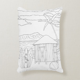 Island Tiki Hut Adult Coloration Coussin
