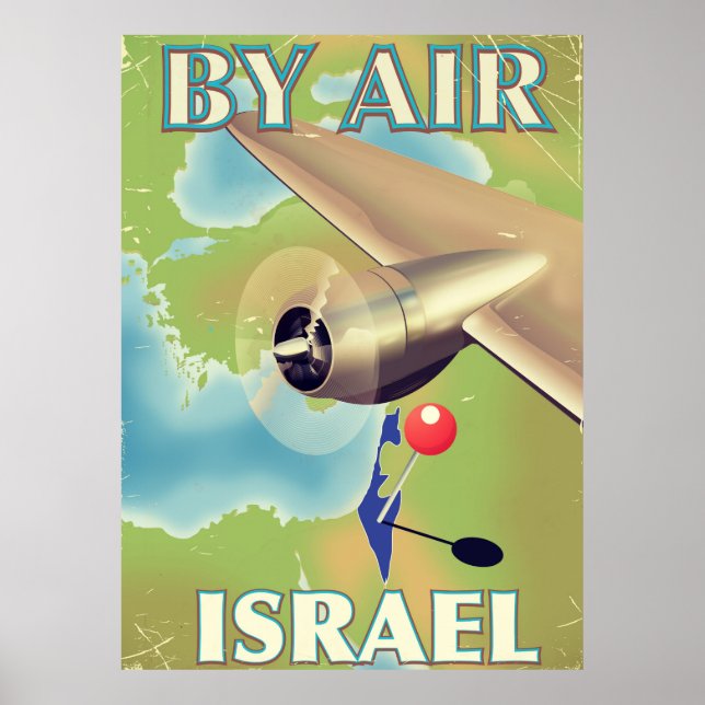 Israel Par air vintage affiche de voyage (Devant)