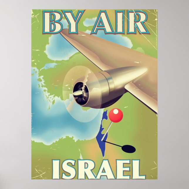 Israel Par air vintage affiche de voyage (Devant)