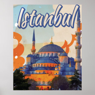 Istanbul Aya Sophia Mosque vintage travel poster