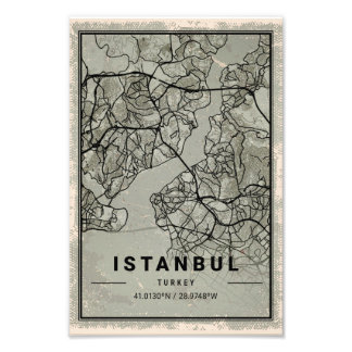 Istanbul turkey map print poster canvas