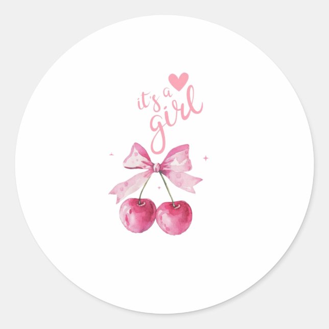 It’s a Girl Cherry Baby Shower Sticker (Devant)