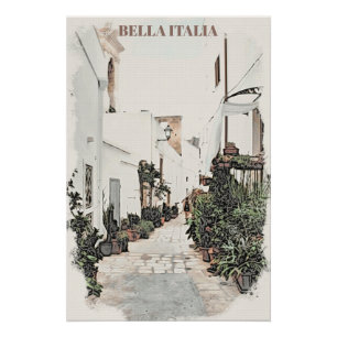 ** Italia Italie Rue Plantes maisons AP12 Poster