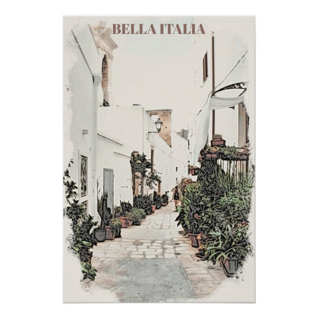** Italia Italie Rue Plantes maisons AP12 Poster (Devant)