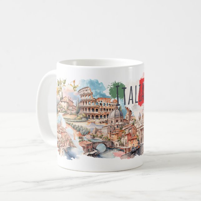 Italia Travel Mug Italian Lifestyle Gift Rome Art (Devant gauche)