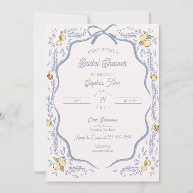 Italian Amalfi Coastal Bridal Shower Invitation (Devant)