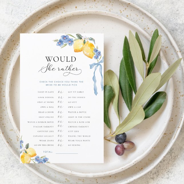 Italian Bow & Lemons Bridal Would She Rather Game (Créateur téléchargé)
