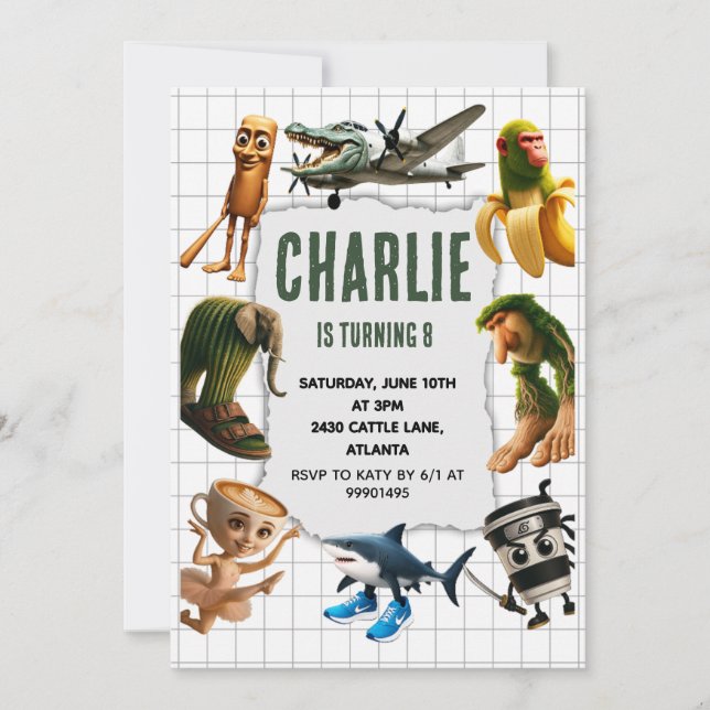 Italian Brainrot meme birthday invitation (Devant)