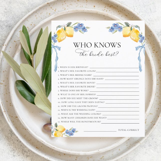 Italian Lemons Bows Who Knows the Bride Best Game (Créateur téléchargé)