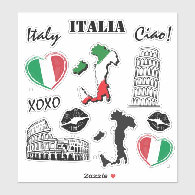 Italie 12pc Variety Sticker Pack (Feuille)
