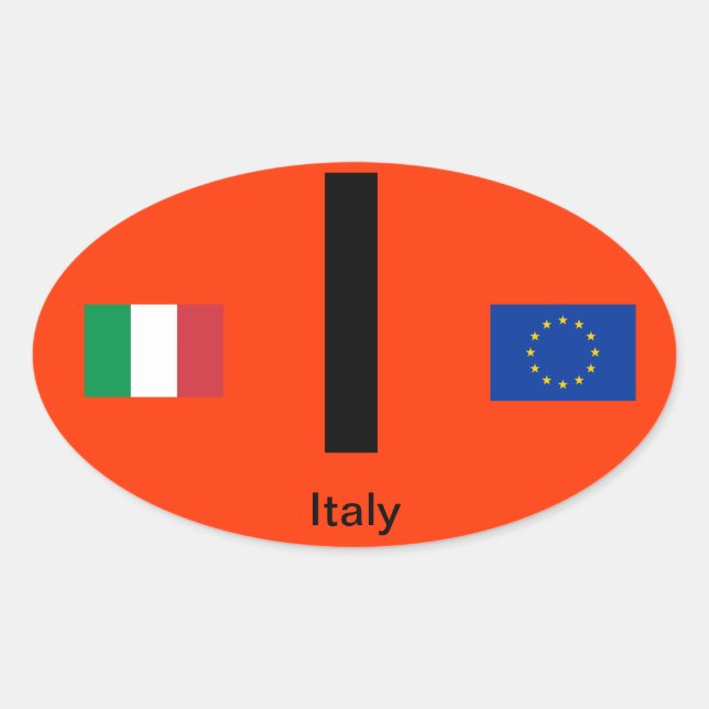 Italie- Autocollant ovale de style euro (Devant)
