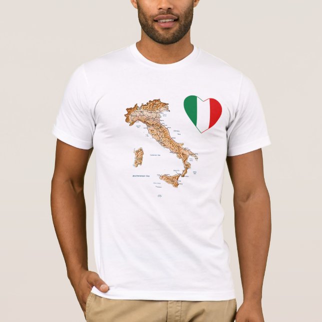 Italie Coeur du drapeau et carte T-shirt (Devant)