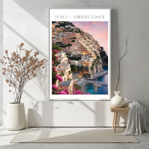 Italie Côte Amalfi Positano Fleurs Imprimer Poster