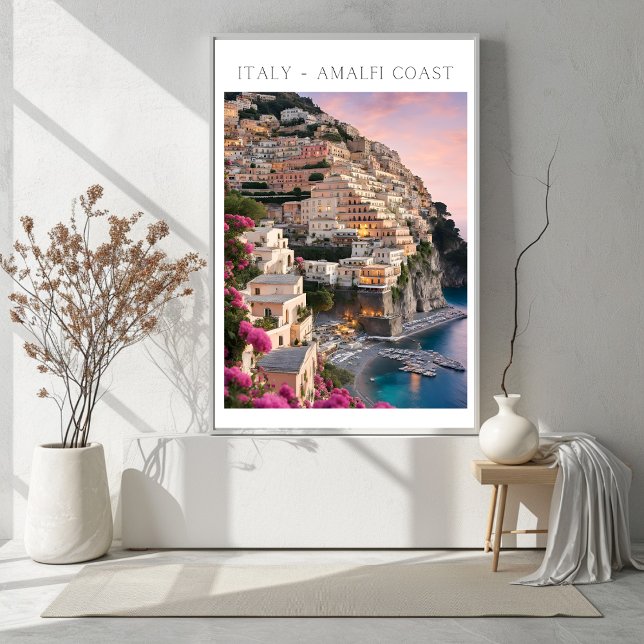 Italie Côte Amalfi Positano Fleurs Imprimer Poster (Italy Amalfi Coast Positano Flowers Print Poster)