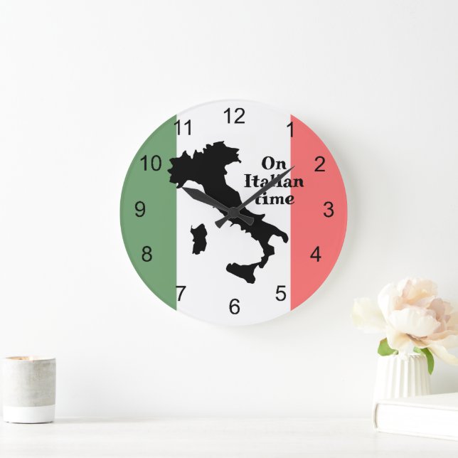 Italie Drapeau et carte Design Horloge (Maison)