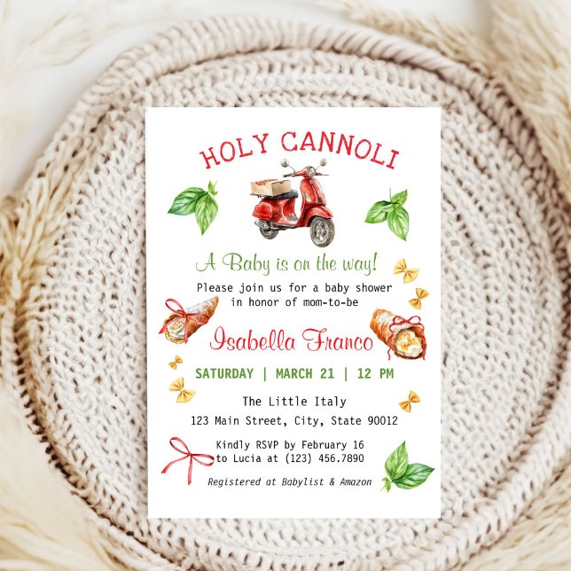 Italie Fun Saint Cannoli Baby shower Invitation (Italian Holy Cannoli Baby Shower Invitation)