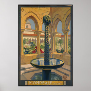 Italie Palerme Monreale Affiche de voyage vintage