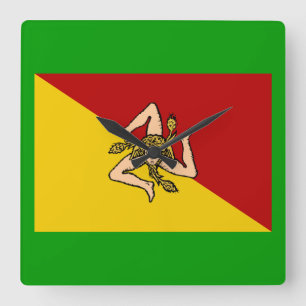 Italie - Sicile Drapeau Horloge murale