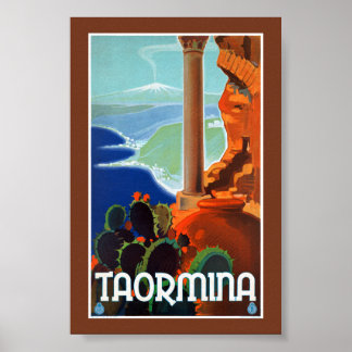 Italie Taormine Sicile Affiche Vintage