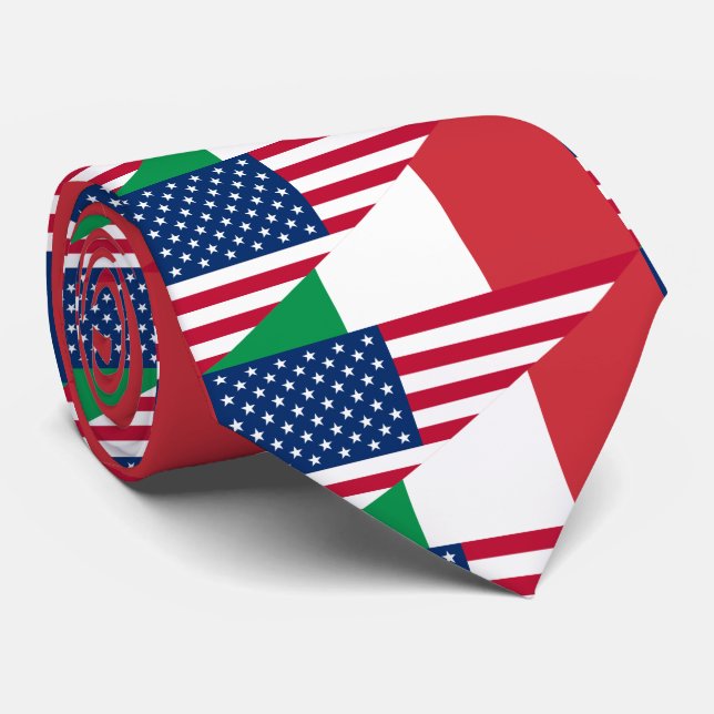 Italien Américain Italie USA Cravate Drapeau (Roulé)