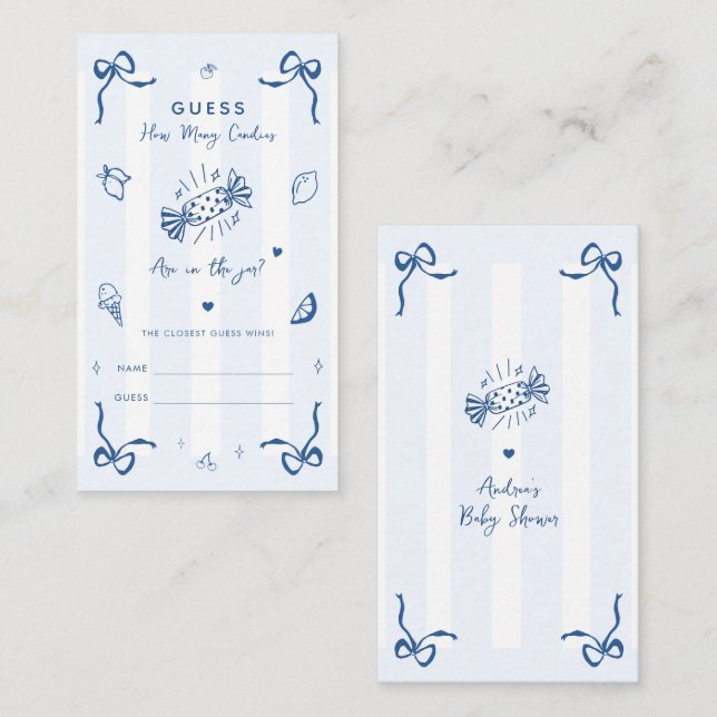 Italien Combien de bonbons Baby shower carte de je (Devant / Derrière)