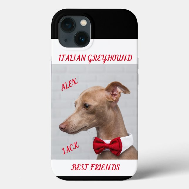 ITALIEN GREYHOUND APPLE IPHONE 13 COQUE & NOMS. (Verso)