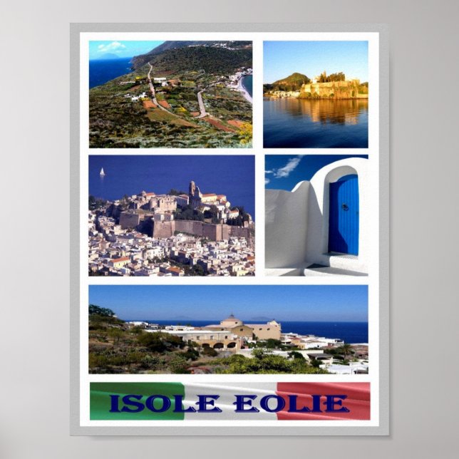 Italy - Aeolian Islands - Mosaic - Poster (Devant)
