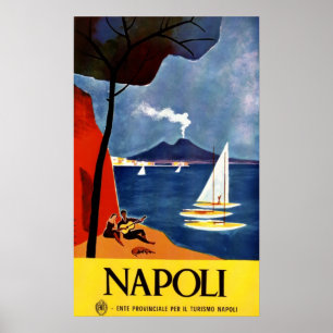 Italy Naples vintage travel poster