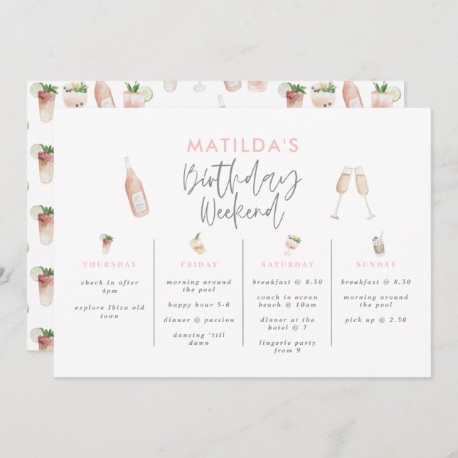 Itinéraire de fin de semaine de boissons d'aquarel (Devant / Derrière)