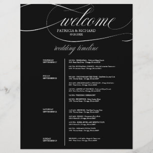 Itinéraire de mariage chic noir et blanc de 4 jour