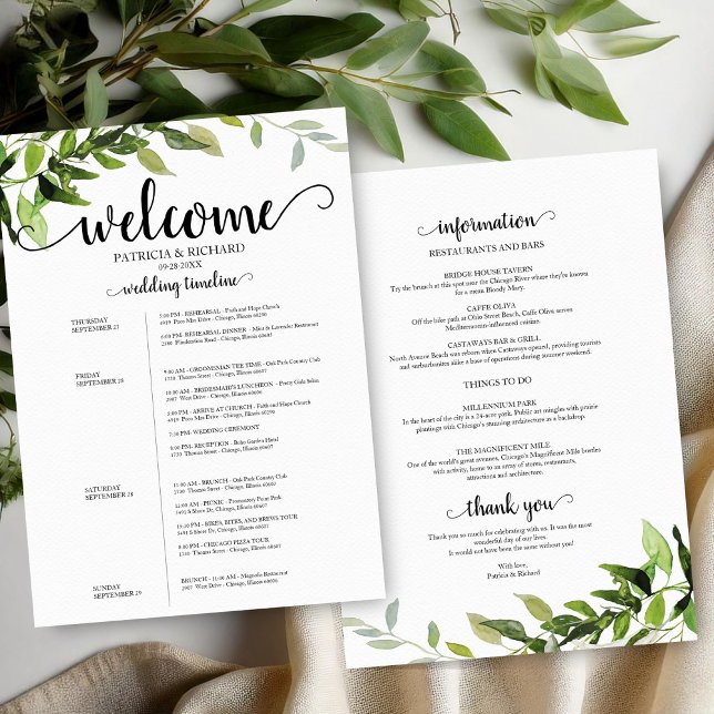Itinéraire de mariage de 4 jours Élégante verdure (Créateur téléchargé)