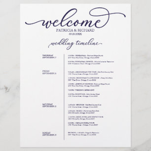 Itinéraire de mariage de 4 jours Script Bleu Marin