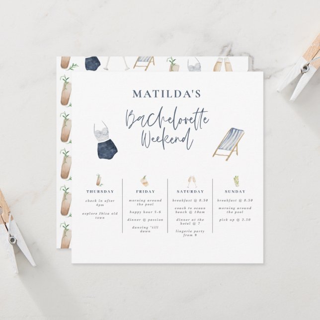 Itinéraire du week-end de bachelorette moderne ble (Devant/Arrière en situation)