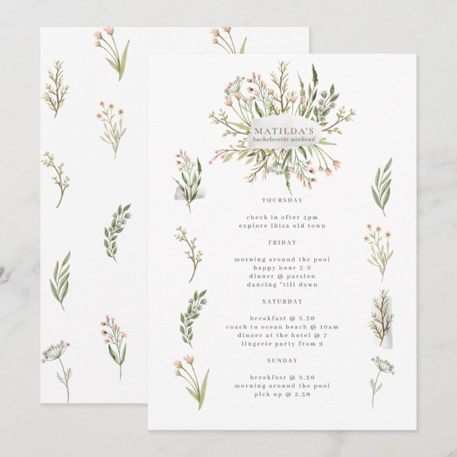 Itinéraire du week-end de la bachelorette florale  (Devant / Derrière)