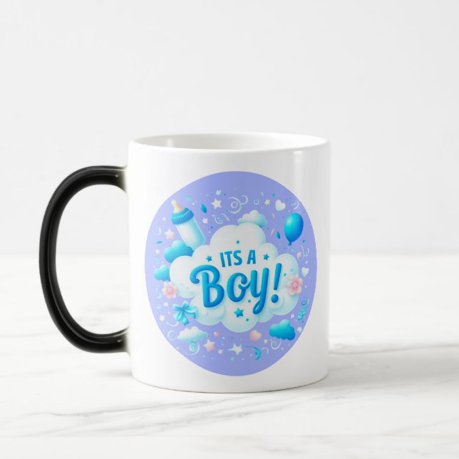 "It's a Boy!" Magic Heat-Reveal Mug – PC design (Gauche)