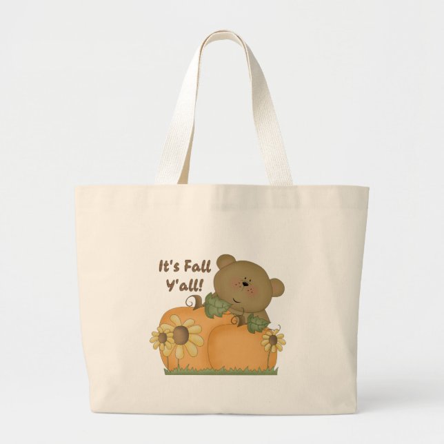 "It's Fall Y'all" Sac fourre-tout d'ours en peluch (Devant)