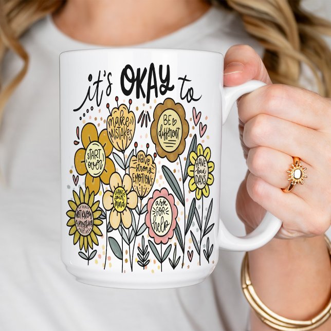 It's Okay To Boho Floral Coffee Mug (Créateur téléchargé)