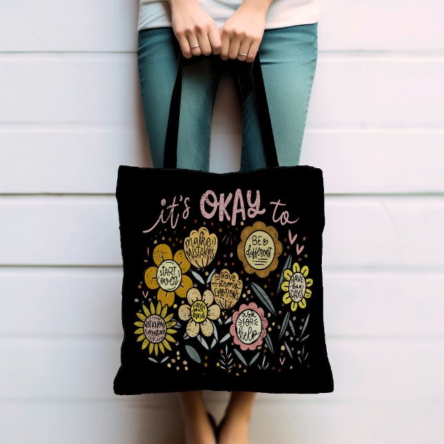 It's Okay To Boho Floral Tote Bag (Créateur téléchargé)
