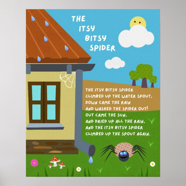 Itsy Bitsy Spider Nursery Rhyme Classroom Poster (Devant)