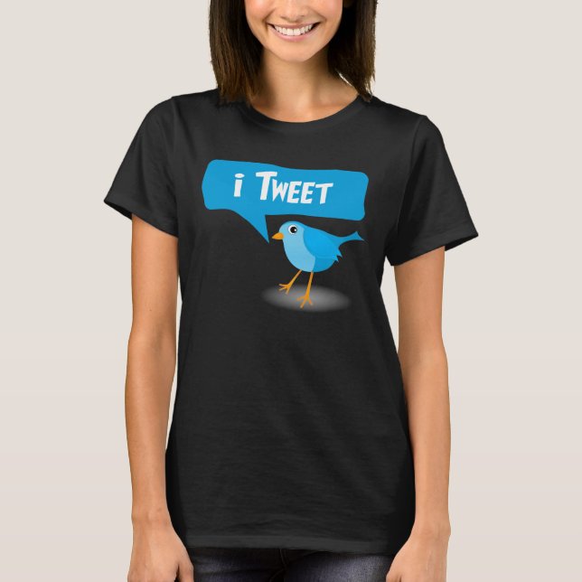 iTweet Cute Blue Twitter Bird Ladies T-Shirts (Devant)