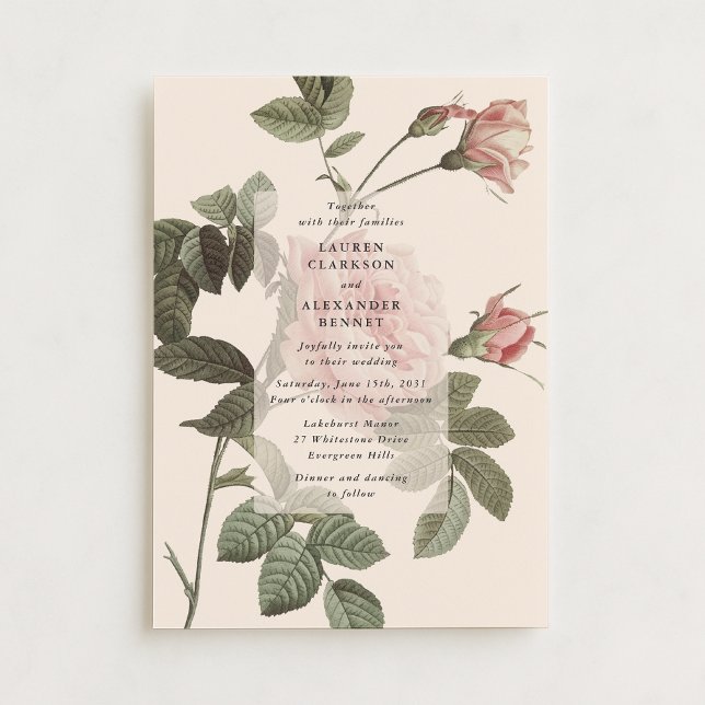 IV intage rose botanique invitation mariage floral (Créateur téléchargé)