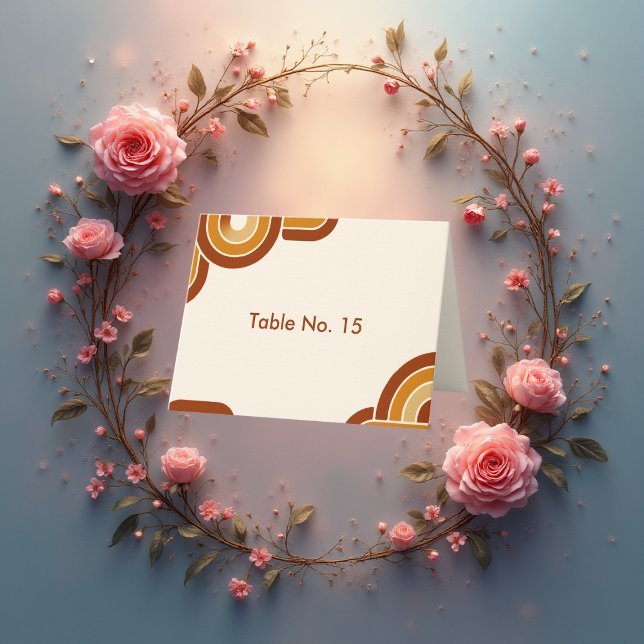 ivoire Bold Retro 1970s Mariage numéro de table (Créateur téléchargé)