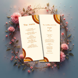 ivoire Bold Retro menu Mariage des années 1970