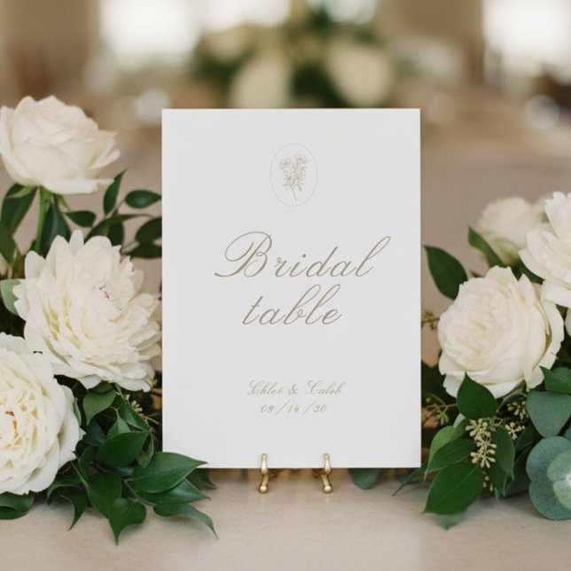 Ivoire | Carte de table de mariage florale pour la (Créateur téléchargé)