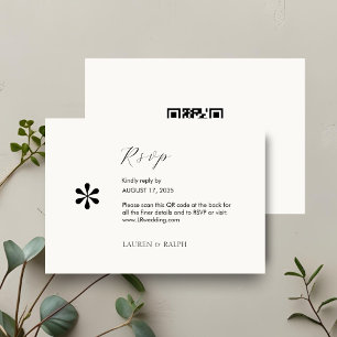 Ivoire Chic Script RSVP QR code Mariage